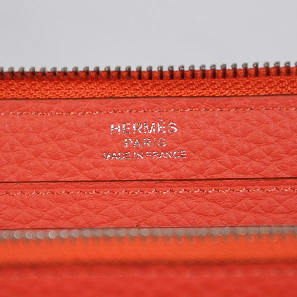 1:1 Quality Hermes Evelyn Long Wallet Zip Purse A808 Light Red Replica - Click Image to Close